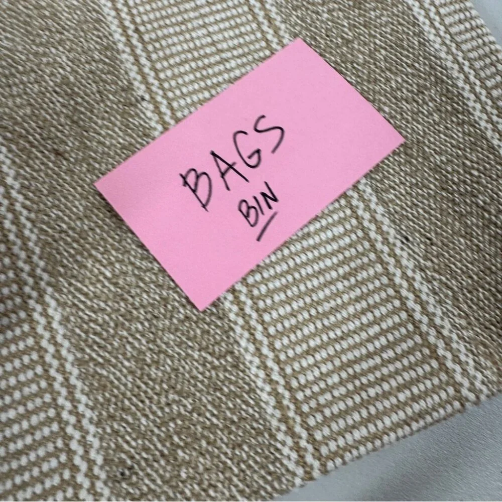 Summer Boho Woven Straw Raffia Bag Stylish Tan and White Tote Bag Stripe Beach - Picture 15 of 15